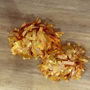 Gold Hologram Pom Set, Brand New, 6in
